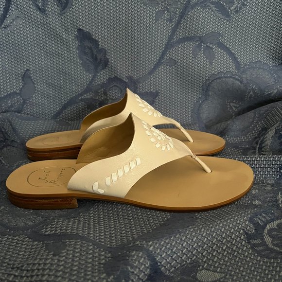 Jack Rogers Blair sandals beige & white women’s size 6 ½ rare - Picture 6 of 8